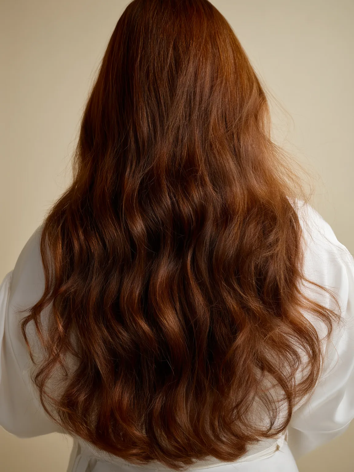 Long Voluminous Wavy Layers in Rich Auburn